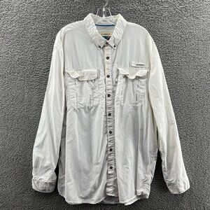 Magellan Outdoors Fish Gear Shirt Mens 2XLT Long Sleeve White Relaxed Fit Vented